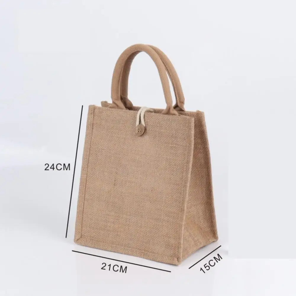 Vintage Burlap Tote Bag - Women's Jute Beach Shopping Handbag