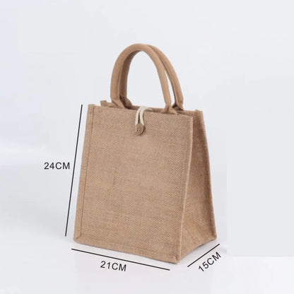 Vintage Burlap Tote Bag - Women's Jute Beach Shopping Handbag
