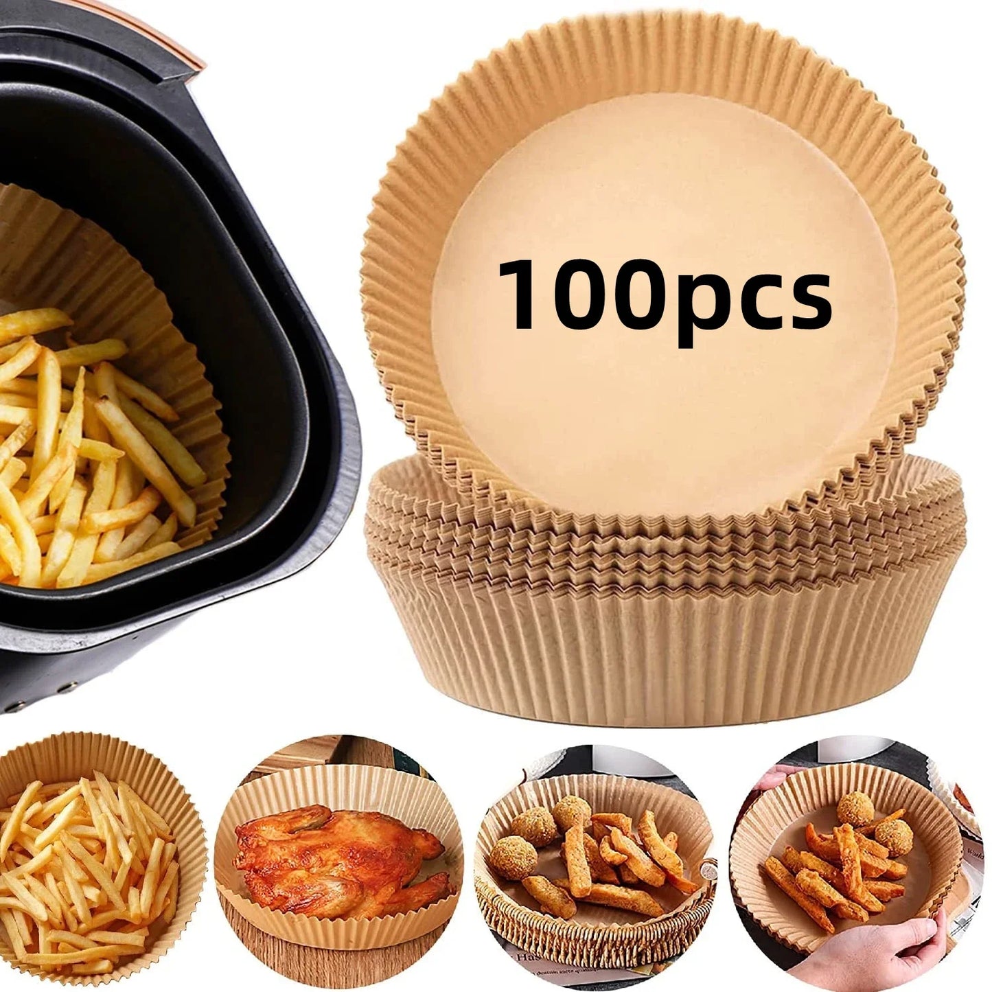 50/100Pcs Non-Stick Air Fryer Disposable Paper Liners for Baking