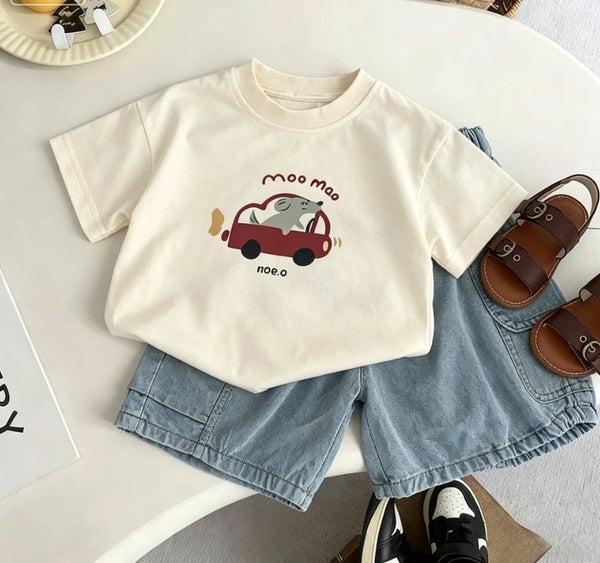 Kids Soft Cotton Cartoon Graphic T Shirts Toddler Animal Print