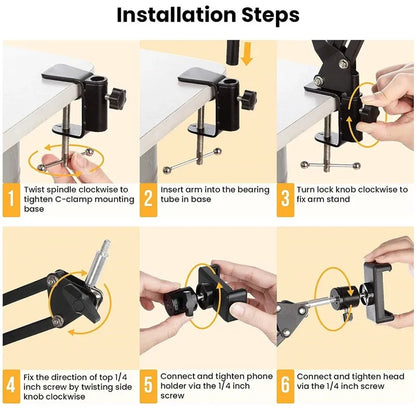 Flexible Arm Tripod for Phone Stand - 360° Rotation
