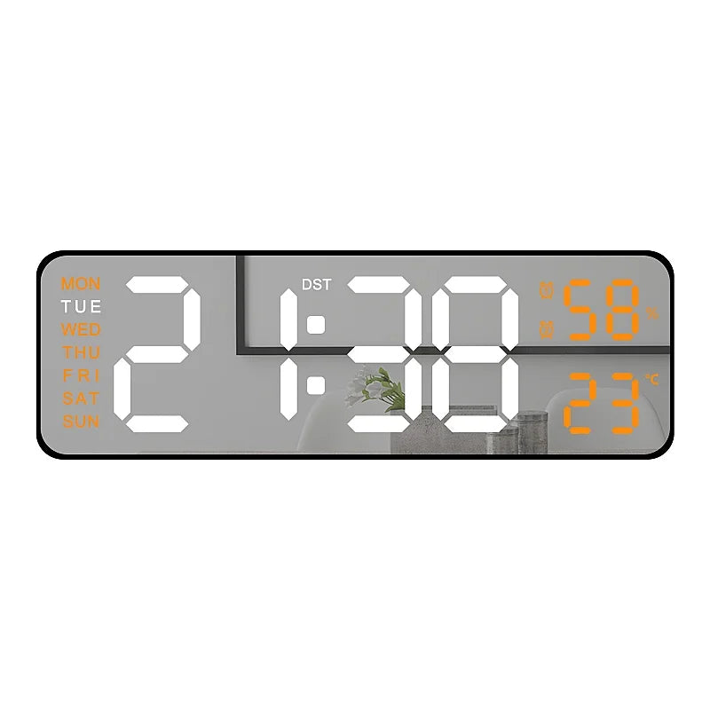 9 Inch Digital Wall Clock - USB Powered with Temp & Humidity Display