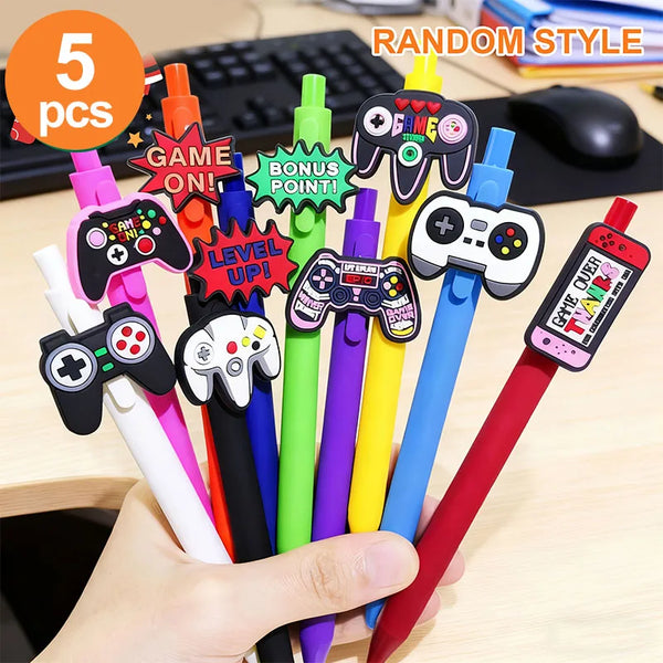 5pcs 5 7inch Long Game Controller Shaped Ballpoint Pens Black
