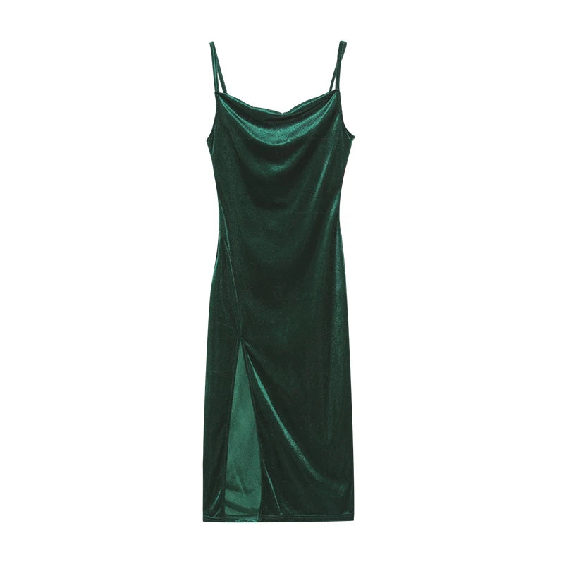 Women's Spring Summer Sexy Slim Slit Halter Dress