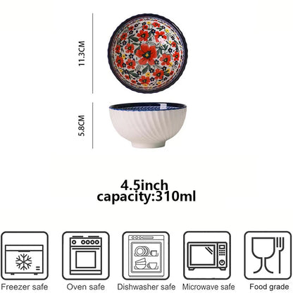 Japanese ramen bowl set (310ml), Cereal & Salad Bowl Serving Set - (2/4/6) PCS, Ceramic Table Wear, Oven Safe