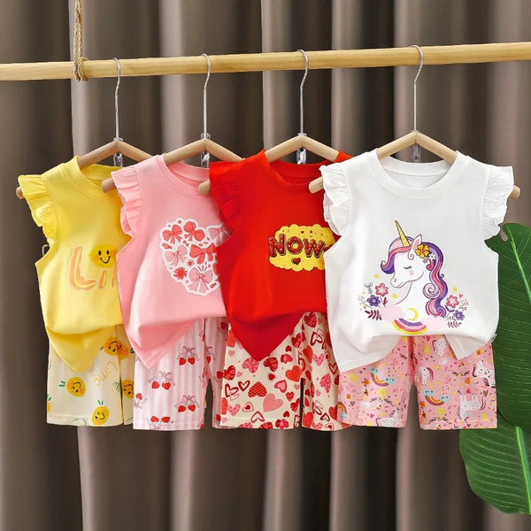 Baby Girls Clothes Sets For Kids T Shirt Tops Short Pants Clothes