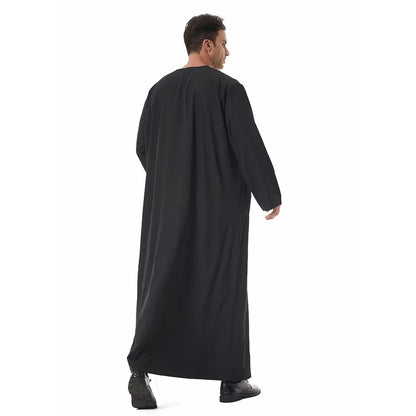 Men's Embroidered Islamic Thobe (Jubba/Dishdasha) | Saudi Arabic Long Sleeve Robe