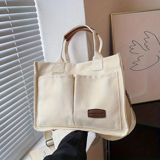 Canvas Tote Bag Crossbody Strap Women's Shoulder Bag