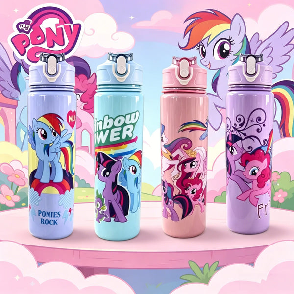 New Plastic Water Bottle With Cute Pony Cartoon Prints High Grade