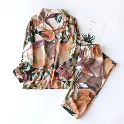Viscose Long-Sleeved Trousers Ladies Pajamas Suit