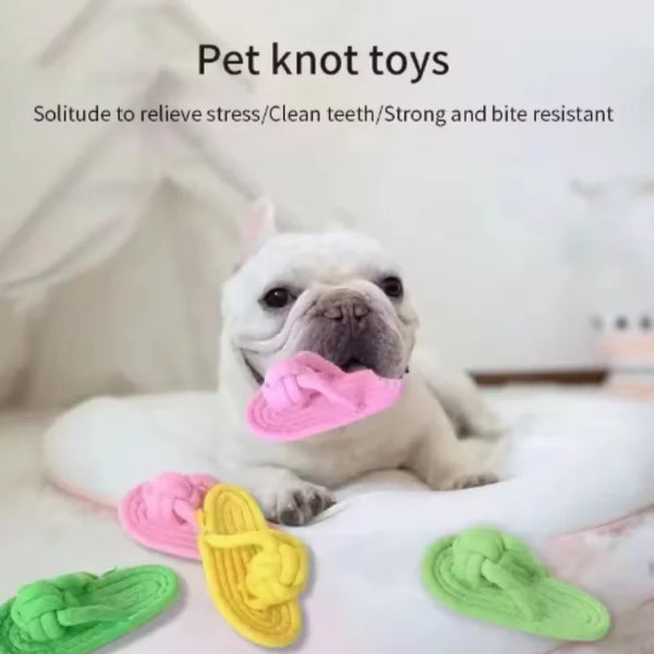 Interactive Pet Chewing Toy Cotton Slipper Rope For Small To Large
