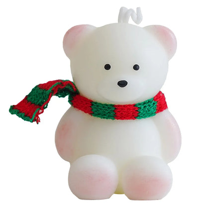 Christmas Scarf Bear Scented Candle - English Pear & Freesia Scent