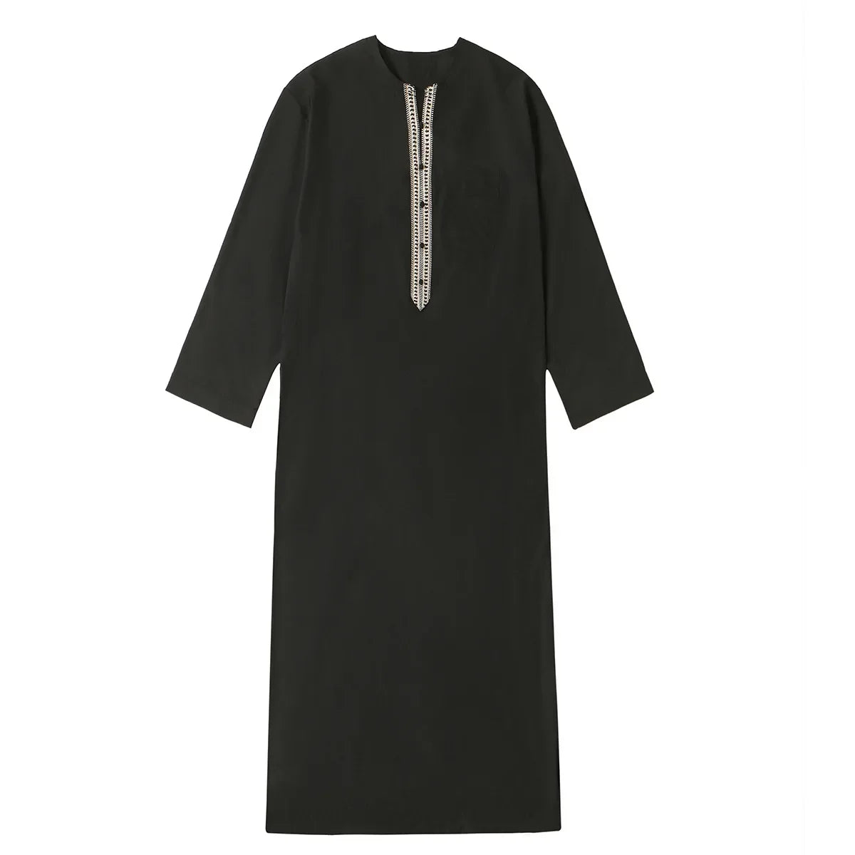 Men's Embroidered Islamic Thobe (Jubba/Dishdasha) | Saudi Arabic Long Sleeve Robe