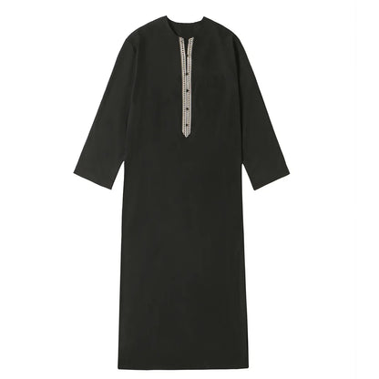 Men's Embroidered Islamic Thobe (Jubba/Dishdasha) | Saudi Arabic Long Sleeve Robe