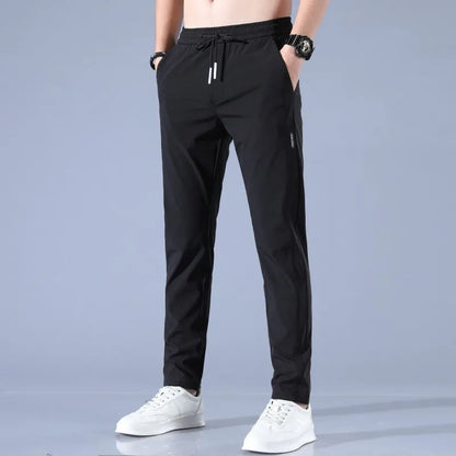 Spring Autumn Business Dress Pants - Elastic Waist Frosted Fabric