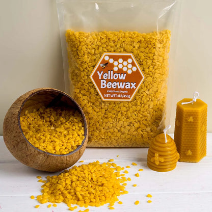 1LB Yellow & White Beeswax - Natural DIY Candle Making Supplies