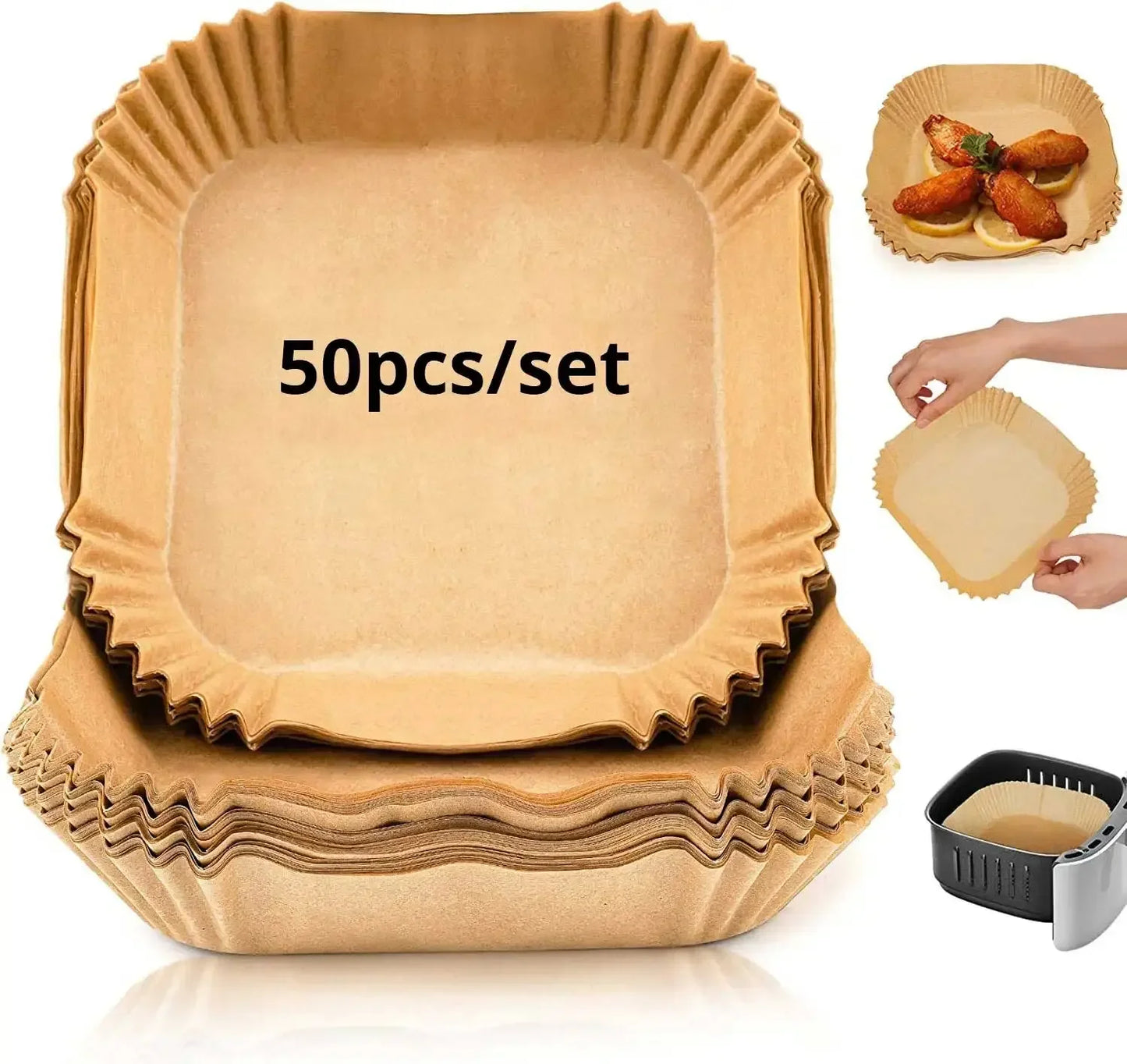 50/100Pcs Non-Stick Air Fryer Disposable Paper Liners for Baking