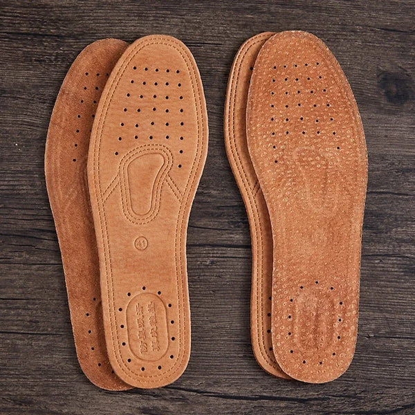 1 Pair Cowhide Insoles For Shoes Men Comfortable Deodorant Casual