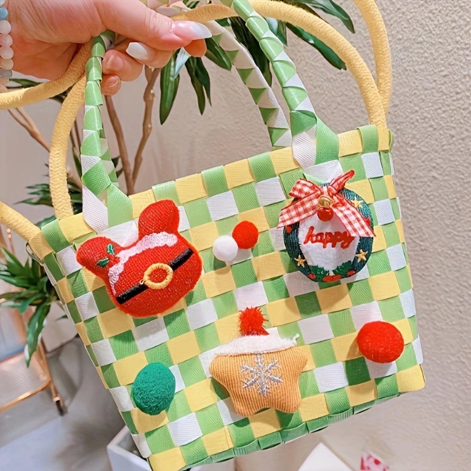 Woven Vegetable Basket Bag - Braided Summer Picnic Handbag