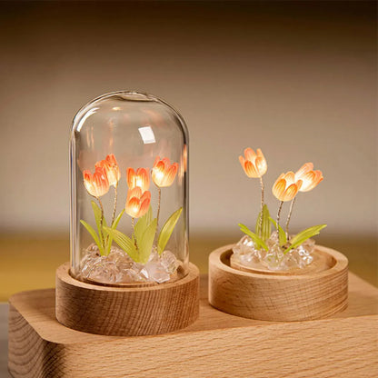 Tulip Flower Night Light - Handmade Glass LED Lamp