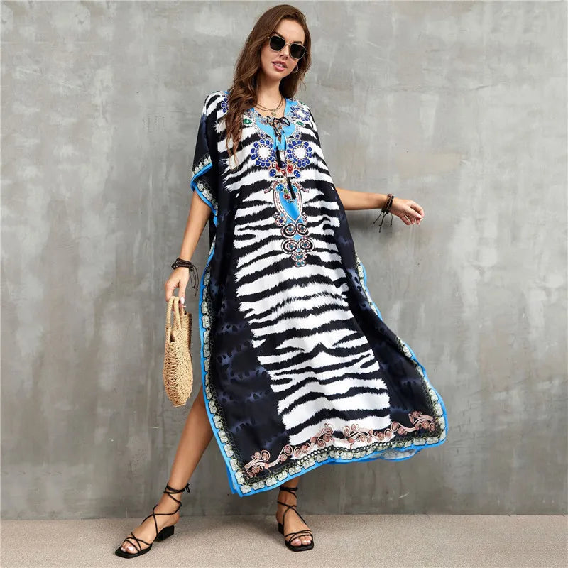 Women's Plus Size Kaftan Dress: Maxi Caftan Beach Cover Up & Summer Loungewear