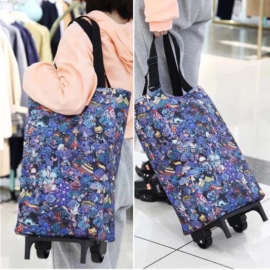 Tote Shopping Bag with Wheels | Foldable Trolley Cart