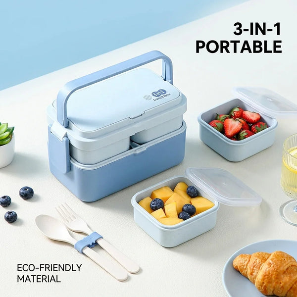 Picnic Lunch Box Bamboo Fiber 3in1