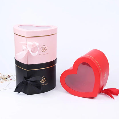 Heart-Shaped Rotating Gift Box with PVC Window