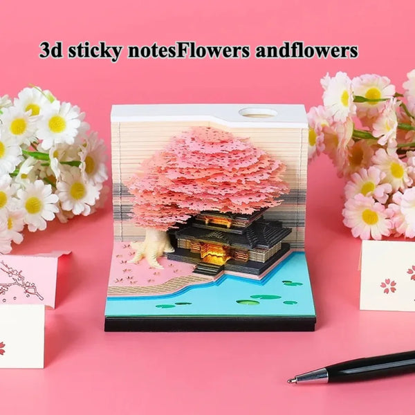 3d Treehouse Paper Art Desktop Calendar Creative Sticky Notes Memo