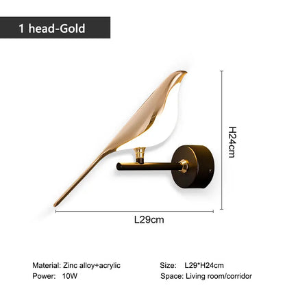 Creative Bird LED Wall Sconce with Touch Switch