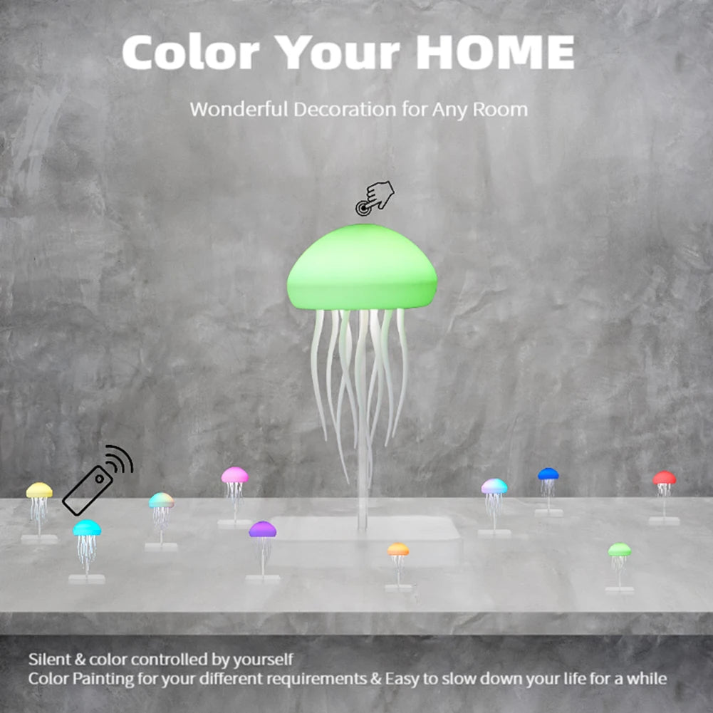 Cartoon Jellyfish Night Light - RGB Gradient LED Lamp with Voice Control