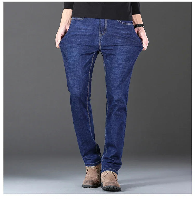 Men's Stretch Jeans - Slim Straight Fit Black & Blue Trousers
