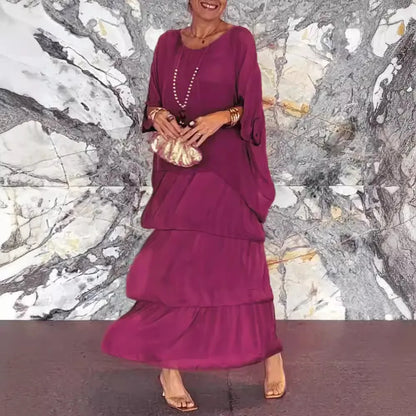 Women's Elegant Bat Sleeve Long Dress - Plus Size Robe