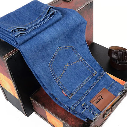 Men's Fashion Business Jeans - Classic Style Slim Stretch Denim Trousers