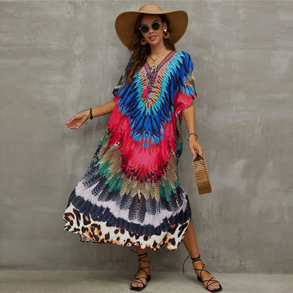 Women's Plus Size Kaftan Dress: Maxi Caftan Beach Cover Up & Summer Loungewear
