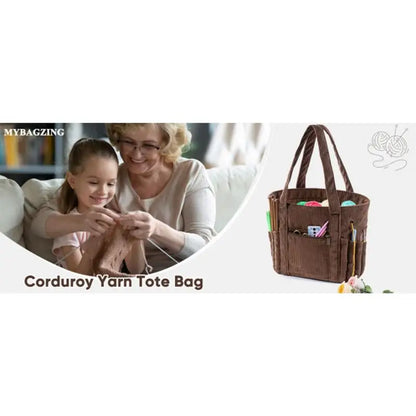 Crochet Yarn Bag - Large Capacity Corduroy Yarn Holder