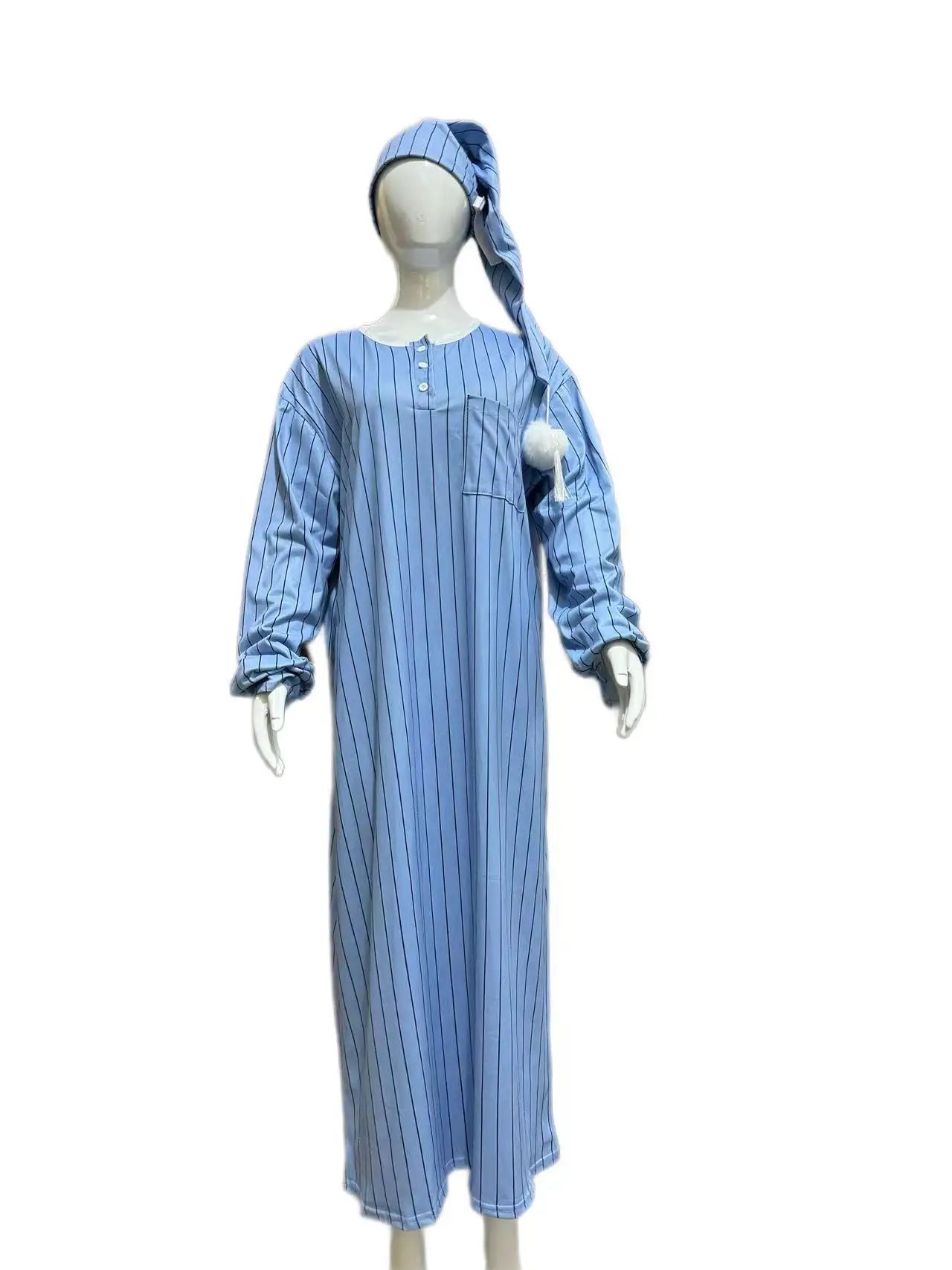 2025 Autumn Men's Nightgown Male Long Robe Solid Thin Loose Plus Size Long Sleeve One-Piece Pajamas for Men Bathrobe Homewear
