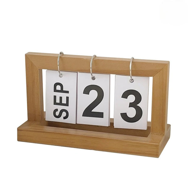Wooden Perpetual Calendar Flip Month Date