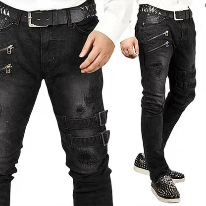 Men's Punk Hip Hop Black Jeans