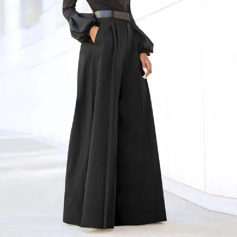 Women's Wide Leg Palazzo Pants - Summer Printed Linen Trousers