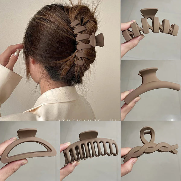 Women Hair Claw Clips Korea Coffee Beige Acrylic Large Hair Claw