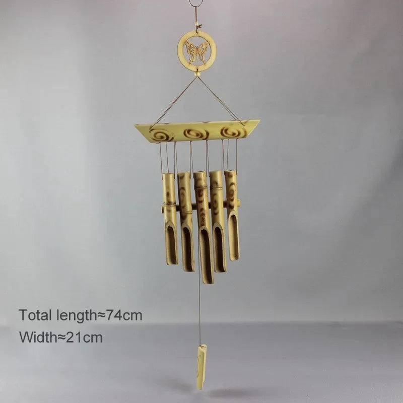 Handmade Tubes Bamboo Bell Natural Wind Chimes Indoors Pendant Balcony Home Hotel Decor Outdoor Yard Garden Windchime Crafts
