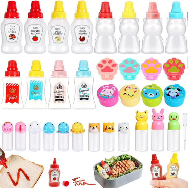 Mini Sauces Ketchup Bottles Plastic Kid Salad Honey Mustard Lunch