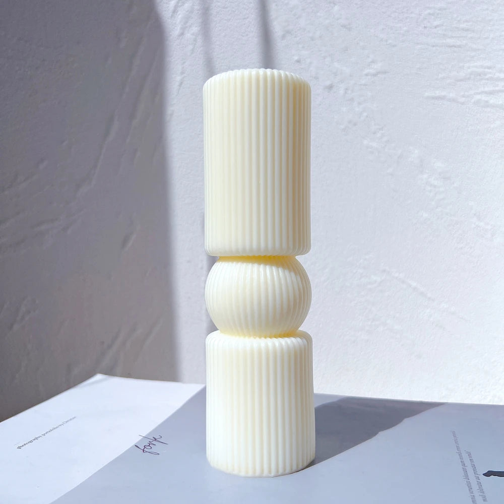 6 Designs Ribbed Pillar Candle Mold - Geometric Silicone Mold