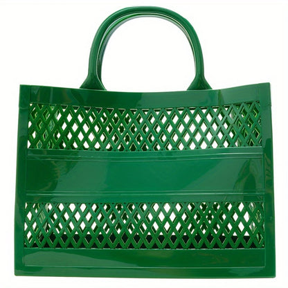 Candy-Colored Basket Bag - Large Capacity Beach Tote