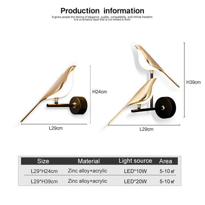 Creative Bird LED Wall Sconce with Touch Switch