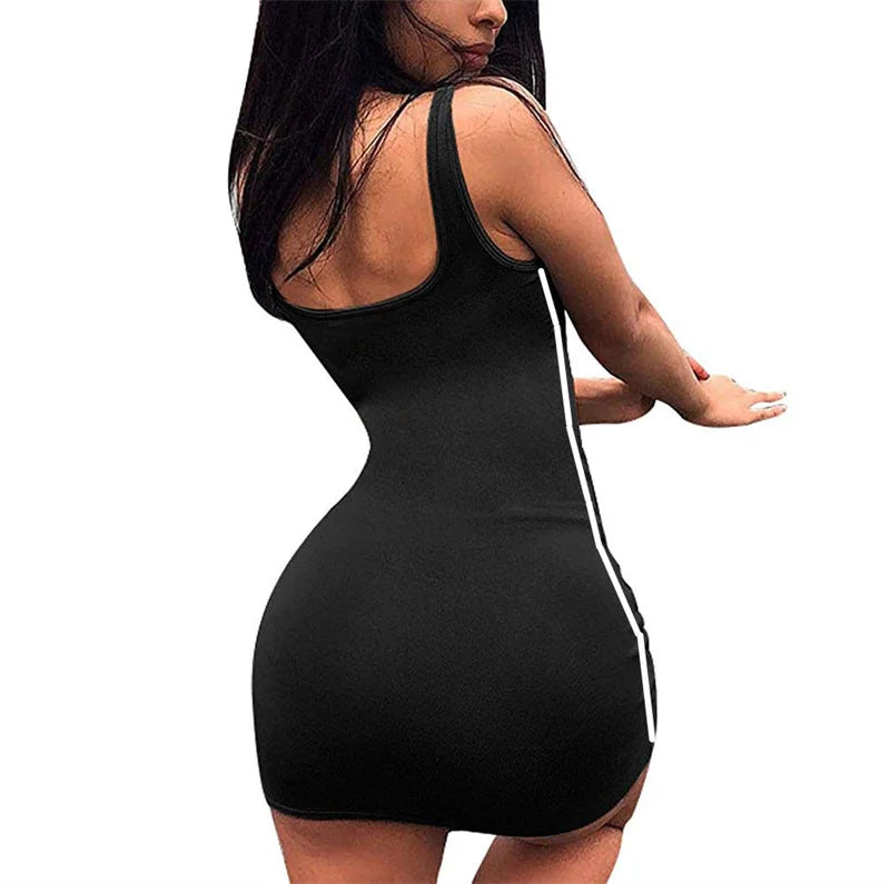 Women Casual Sheath Dress - Spaghetti Strap Sleeveless Slim Fit