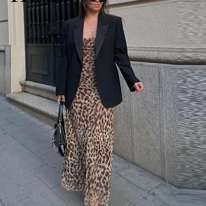 TRAF Leopard Tulle Dress - Zebra Print Sleeveless Midi Dress