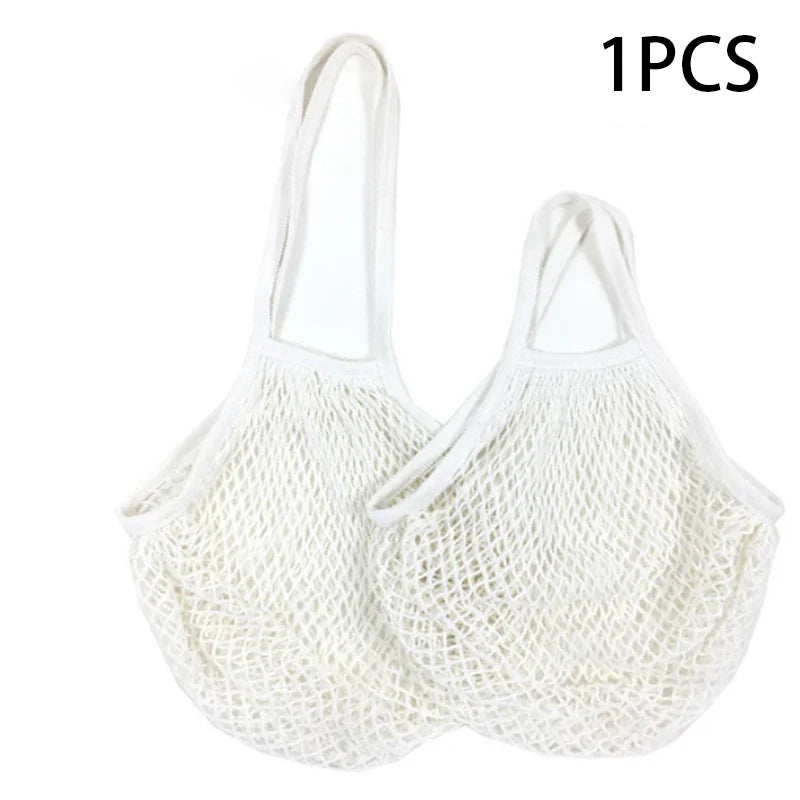 Portable Reusable Grocery Bags - Cotton Mesh String Shopping Tote