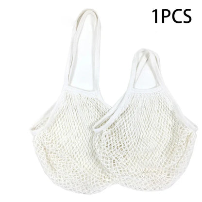 Portable Reusable Grocery Bags - Cotton Mesh String Shopping Tote